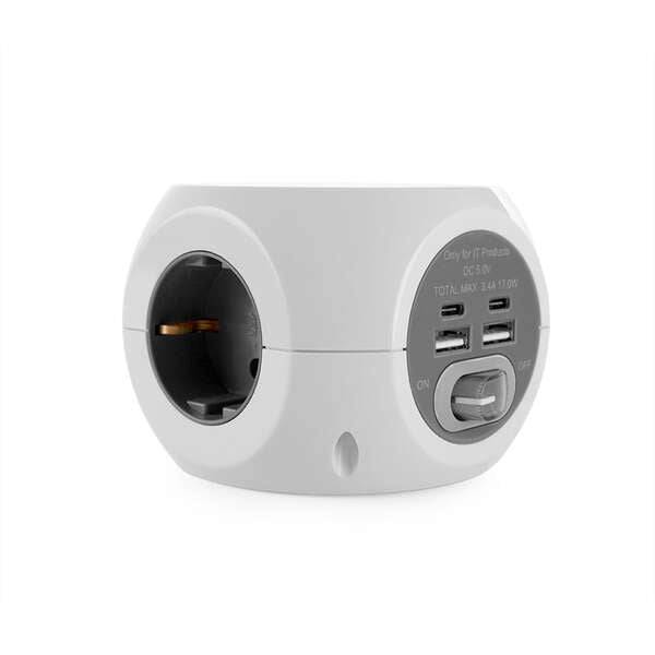 Orbegozo EN 4000 - Presa 7 in 1 con Spine di Terra e Connessioni USB-C - Compatta e Sicura - Ideale per Viaggi - Cavo da 1.5 Metri - Ricarica Più Dispositivi Contemporaneamente
