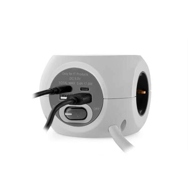 Orbegozo EN 4000 - Presa 7 in 1 con Spine di Terra e Connessioni USB-C - Compatta e Sicura - Ideale per Viaggi - Cavo da 1.5 Metri - Ricarica Più Dispositivi Contemporaneamente