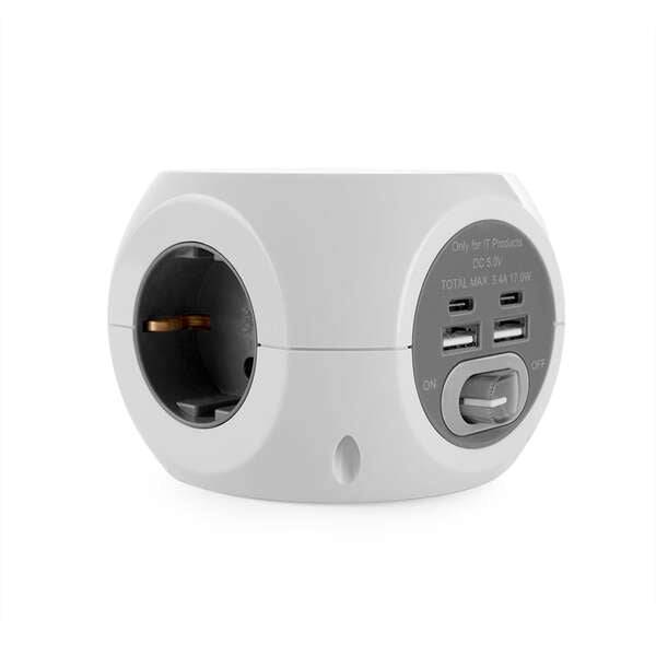 Orbegozo EN 4500 Ciabatta 8 in 1 Ricarica Rapida Wireless - 3 Prese di Terra VDE - 2 USB - 2 USB-C - Cavo 1.5M - Interruttore Accensione/Spegnimento Ideale per Viaggi