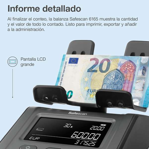 Safescan 6165 G3 Balanza Contadora de Dinero - Cuenta Monedas y Billetes - Puerto de Actualizaciones