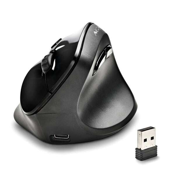 NGS Evo Moksha Mouse Ergonomico Verticale Wireless USB 2400dpi - 5 Pulsanti - Tasti Silenziosi - Colore Nero