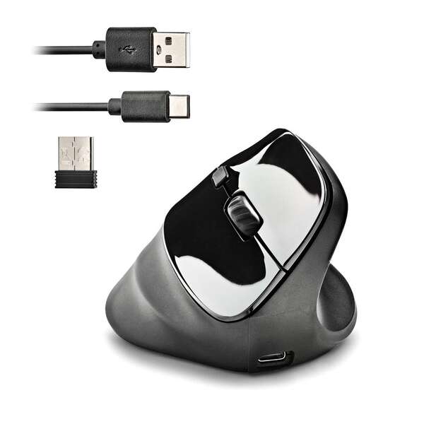 NGS Evo Moksha Mouse Ergonomico Verticale Wireless USB 2400dpi - 5 Pulsanti - Tasti Silenziosi - Colore Nero