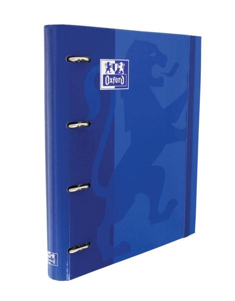 Oxford Europeanbinder Classic A4+ Cartella ad Anelli con Ricambio Quadrettato 5x5 - Copertina Rigida - Chiusura con Elastico - Colore Blu Marino