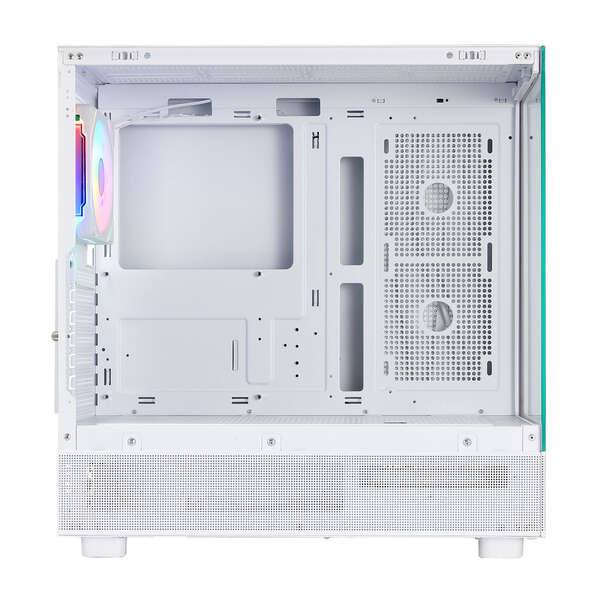 Abysm Danube Sava H400 White Case Torre ATX, ITX, Micro ATX - Laterale e Frontale Vetro Temperato - 3.5" e 2.5" - USB-A, USB-C e Audio - 1 Ventilatore ARGB Installato - Supporta Raffreddamento a Liquido