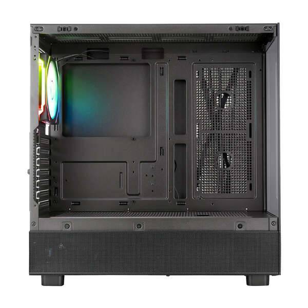 Abysm Danube Sava H400 Black Case Torre ATX, ITX, Micro ATX - Laterale e Frontale Vetro Temperato - 3.5" e 2.5" - USB-A, USB-C e Audio - 1 Ventilatore ARGB Installato - Supporta Raffreddamento Liquido