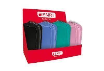 Enri Espositore di 20 Astucci in Silicone - Chiusura con Cerniera - Manico di Trasporto - Colori Nero, Verde Azzurro, Blu e Rosa