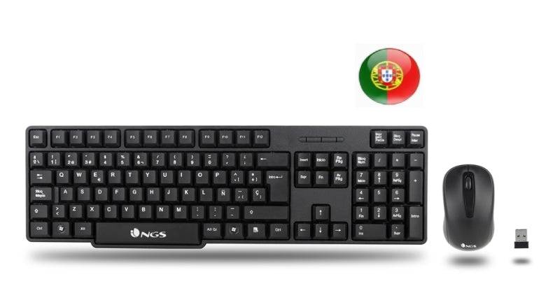 NGS Euphoria Kit Pack Tastiera Wireless + Mouse Wireless 1200dpi 3 Pulsanti - Layout QWERTY Portoghese - Uso Ambidestro