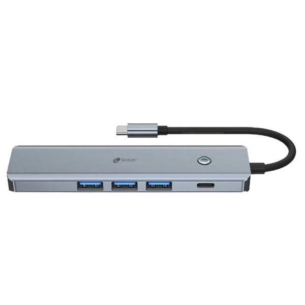 Leotec Adattatore 5 in 1 USB-C a 1xHDMI, 3xUSB-A 3.0, 1xPD 100W+USB-C - Colore Grigio