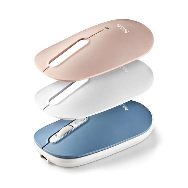 NGS Mouse Wireless Ricaricabile Multimodalità e Silenzioso - 2 Custodie di Ricambio - 4 Pulsanti