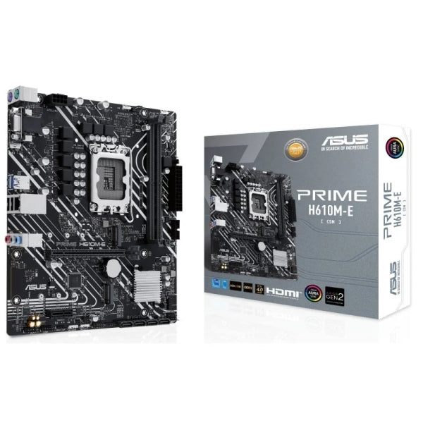 Asus Prime H610M-E-CSM Scheda Madre Intel1700 2x DDR5 - HDMI, VGA, M.2, PCIe4.0, 4x Sata III, RJ-45, USB 2.0, 3.2, DisplayPort, MicroATX