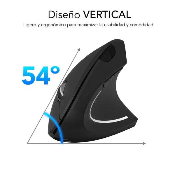 Subblim Glide Vertical Ergo Dual Mouse Verticale Bluetooth, USB 2.4Ghz 1600dpi - 5 Pulsanti - Uso Destrorso - Colore Nero