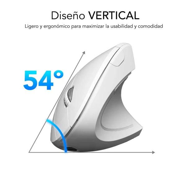 Subblim Glide Vertical Ergo Dual Mouse Verticale Bluetooth, USB 2.4Ghz 4000dpi - 5 Pulsanti - Uso Destrorso - Colore Bianco
