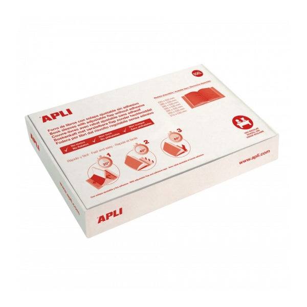 Apli Confezione di 100 Copribook per Libri 310mm PVC 130 micron - Risvolto Autoregolabile - Rivestimento Facile in 3 Passaggi - Trasparente