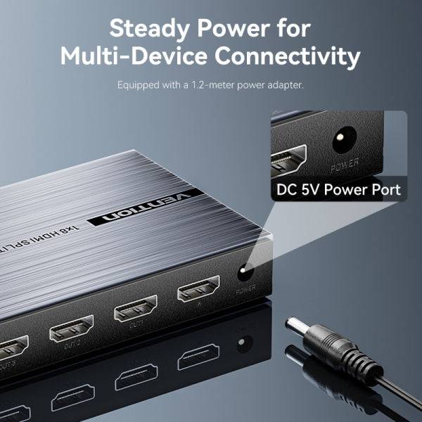 Vention Splitter HDMI 2.0 1x8 - 4K - Alluminio Nero