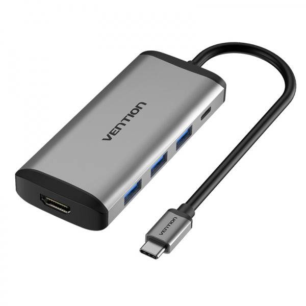Vention Docking Station 5 in 1 USB-C a HDMI 4K/3xUSB3.0/PD100W - 0.15m - Colore Grigio
