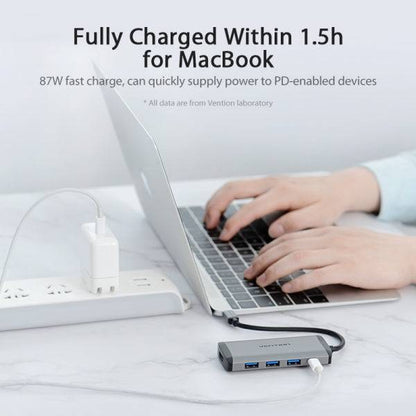 Vention Docking Station 5 in 1 USB-C a HDMI 4K/3xUSB3.0/PD100W - 0.15m - Colore Grigio