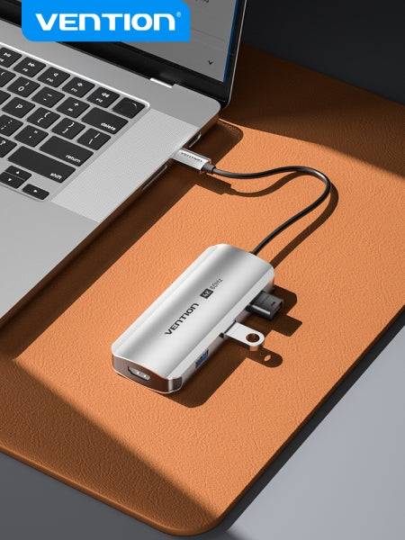 Vention Docking Station 5 in 1 USB-C a HDMI/3xUSB3.0/PD - 0.15m - Alluminio Grigio