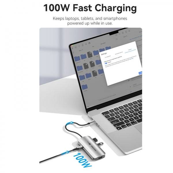 Vention Docking Station 5 in 1 USB-C a HDMI/3xUSB3.0/PD - 0.15m - Alluminio Grigio