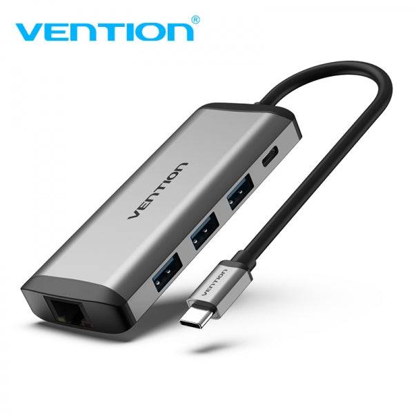 Vention Docking Station 7 in 1 USB-C a HDMI 4K/3xUSB3.0/RJ45/Lettore SD/TF/PD87W - 0.15m - Colore Grigio