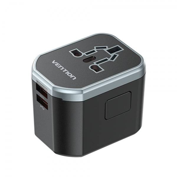 Vention Caricabatterie da Viaggio Universale - 1xUSB-C a 2xUSB - 20W - Colore Nero
