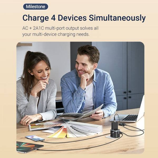 Vention Caricabatterie da Viaggio Universale - 1xUSB-C a 2xUSB - 20W - Colore Nero