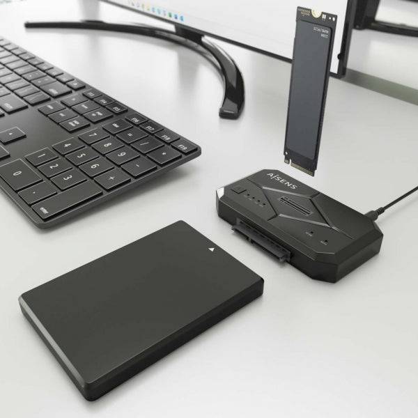 Aisens Docking Station Clonatore di Dischi Rigidi - Installazione Facile - Compatibile con SATA e M.2 NVME - Plug and Play - USB 3.0 - LED Indicatori - Alta Velocità Trasferimento - Supporta UASP