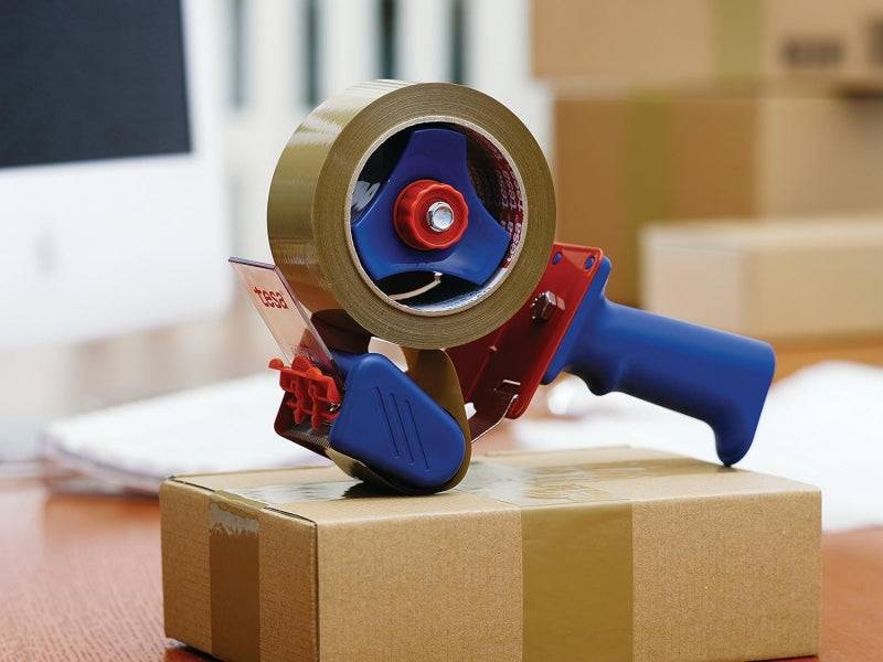 Tesa 6300 Economy Dispenser per Nastro Adesivo Rotoli fino a 50mm - Tensione Regolabile Manualmente - Colore Rosso/Blu