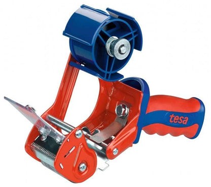 Tesa 6400 Comfort Dispenser per Nastro Adesivo fino a 50mm - Sistema Lama Protetta - Tensione Regolabile Manualmente - Colore Rosso/Blu