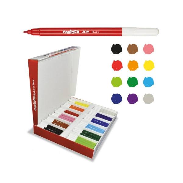 Carioca Joy School Box Confezione di 288 Pennarelli - Punta 2.8mm - Inchiostro Superlavabile - Bloccato e con Tappo Ventilato - Ideale per le Scuole - Colori Assortiti