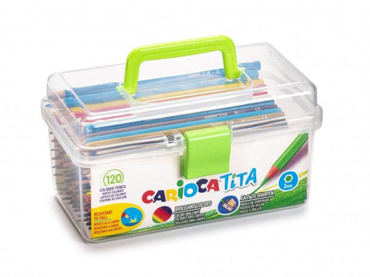 Carioca Tita Confezione 120 Matite Resina - Corpo Esagonale - Colori Brillanti e Lavabili - Scrittura Morbida - Mina Sicura e Resistente alle Cadute - Non si Sbriciola - Colori Vari
