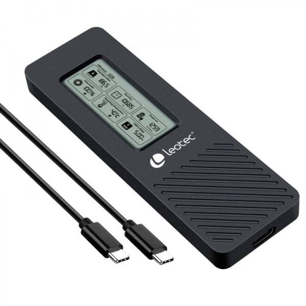 Leotec Custodia Esterna per Disco SSD M.2 NVMe - USB 3.2 Gen 2 - Pannello LCD Type-C - 10Gbps