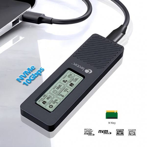 Leotec Custodia Esterna per Disco SSD M.2 NVMe - USB 3.2 Gen 2 - Pannello LCD Type-C - 10Gbps