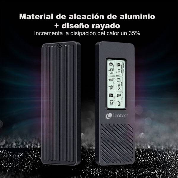 Leotec Custodia Esterna per Disco SSD M.2 NVMe - USB 3.2 Gen 2 - Pannello LCD Type-C - 10Gbps