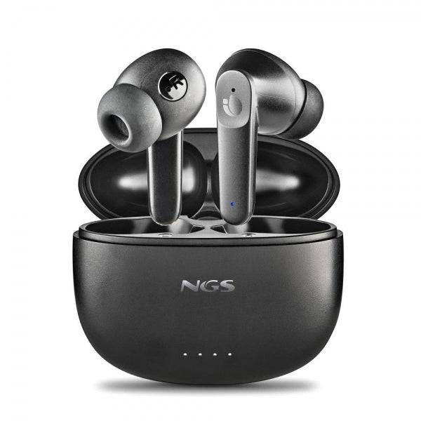 NGS Artica Hush Cuffie Bluetooth 5.3 TWS ANC - Connessione Automatica - Assistente Vocale - Autonomia fino a 4h - Custodia di Ricarica - Colore Nero