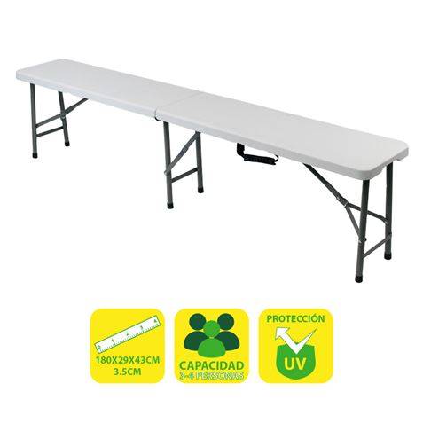 Sungarden Panchetta Resina Pieghevole 180x29x43cm 3,5cm - Colore Bianco