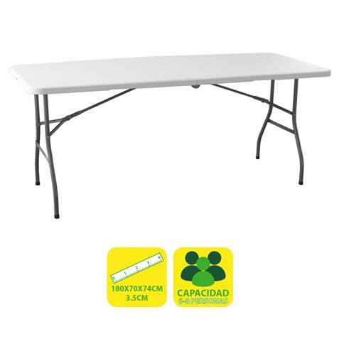 Sungarden Tavolo Resina Pieghevole 180x70x74cm 3,5cm - Colore Bianco