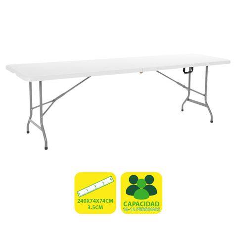 Sungarden Tavolo in Resina Pieghevole 240x74x74cm 3,5cm - Colore Bianco
