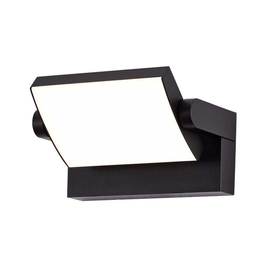 Lampada da muro LED nera 17W con design rettangolare, orientabile e resistente all'acqua IP65, ideale per esterni, emissione luce neutra 4000K.