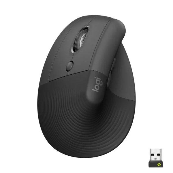 Logitech Lift Mouse Verticale Bluetooth e Wireless USB 4000dpi - 5 Pulsanti - Per Mancini - Colore Nero/Grigio