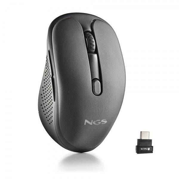 NGS Evo Jot Mouse Wireless 1600dpi - Connessioni: 2.4 GHz USB-C + Bluetooth 5.1 + Bluetooth 5.1 - 5 Pulsanti - Uso Destrimano - Colore Nero