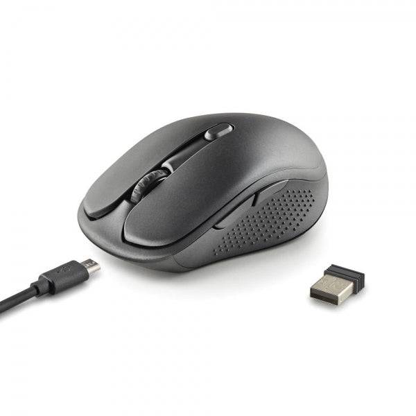 NGS Evo Spook Mouse Wireless 1600dpi - Connessioni: 2.4 GHz USB-A + Bluetooth 5.1 + Bluetooth 5.1 - 5 Pulsanti - Uso Destrimano - Colore Nero