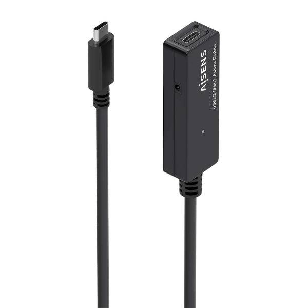 Aisens Cavo USB 3.2 Gen1x1 Prolunga con Amplificatore - USB-C/M-USB-C/H - 5m - Colore Nero