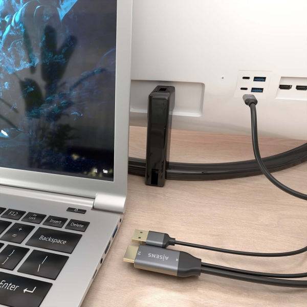 Aisens Cavo Convertitore Alluminio HDMI V2.0 a USB-C 4K@60Hz - HDMI/M+USB-A/M-USB-C/M - 1.8m - Colore Grigio
