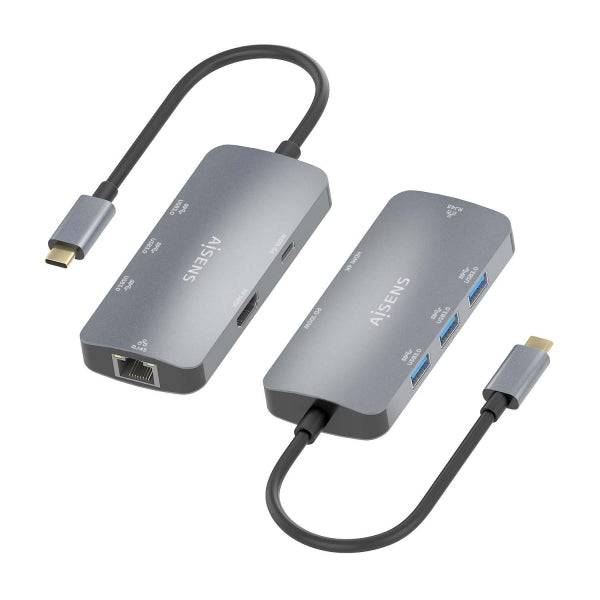 Aisens USB-C Dock 6 in 1 - USB-C a 1xHDMI - 1xRJ45 - 3xUSB-A - 1xUSB-C PD - 15cm - Colore Grigio