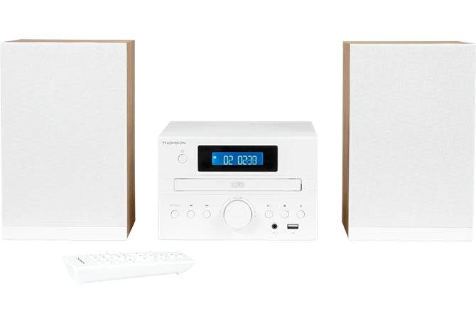 Thomson MIC121BT Micro Cadena 50W Bluetooth - Lettore CD, Radio FM - Tecnologia Bass Boost - Telecomando - Colore Bianco