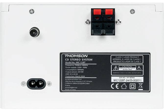 Thomson MIC121BT Micro Cadena 50W Bluetooth - Lettore CD, Radio FM - Tecnologia Bass Boost - Telecomando - Colore Bianco