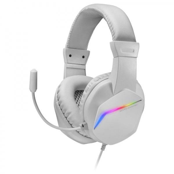 Mars Gaming MCP-RGB3 Combo Gaming 4 in 1 - Tastiera TKL H-Mech FRGB - Mouse RGB 3200 DPI - Cuffie HI-FI Cancellazione Rumore - Tappetino XXL Antiscivolo - Colore Bianco