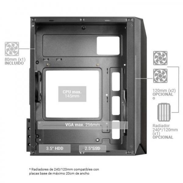 Mars Gaming MC-S1 Case Compatto Gaming - Illuminazione ARGB 12 Modalità - Ventilatore FRGB Incluso - Finestra Laterale Completa - Compatibile Micro-ATX/Mini-ITX - Colore Bianco