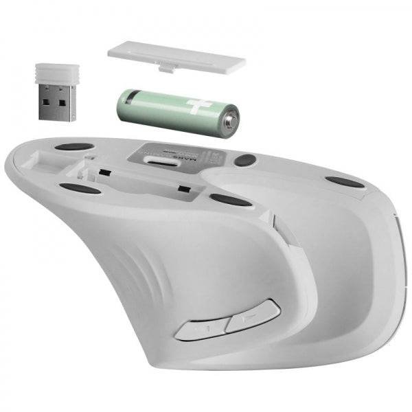Mars Gaming MMW-ERGOPRO Mouse Wireless Verticale - Sensore Ottico 3200 DPI - Switch HUANO - Connettività 2.4GHz - Colore Bianco