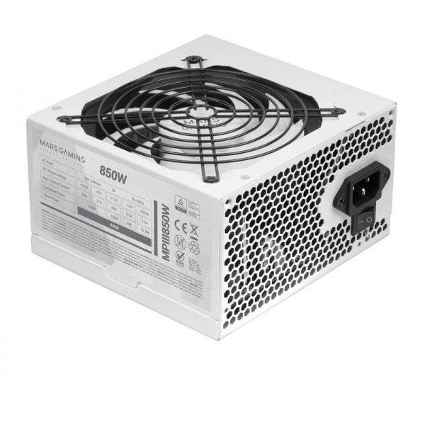 Mars Gaming MPIII850 Alimentatore - 850W - Efficienza 99% DIGITAL APFC - Funzionamento Silenzioso AI-RPM - Cavi Piatti Extra Lunghi - Protezione Avanzata - Colore Bianco